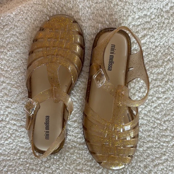 Mini Melissa Gold Glitter Kids Sandals - Picture 3 of 3